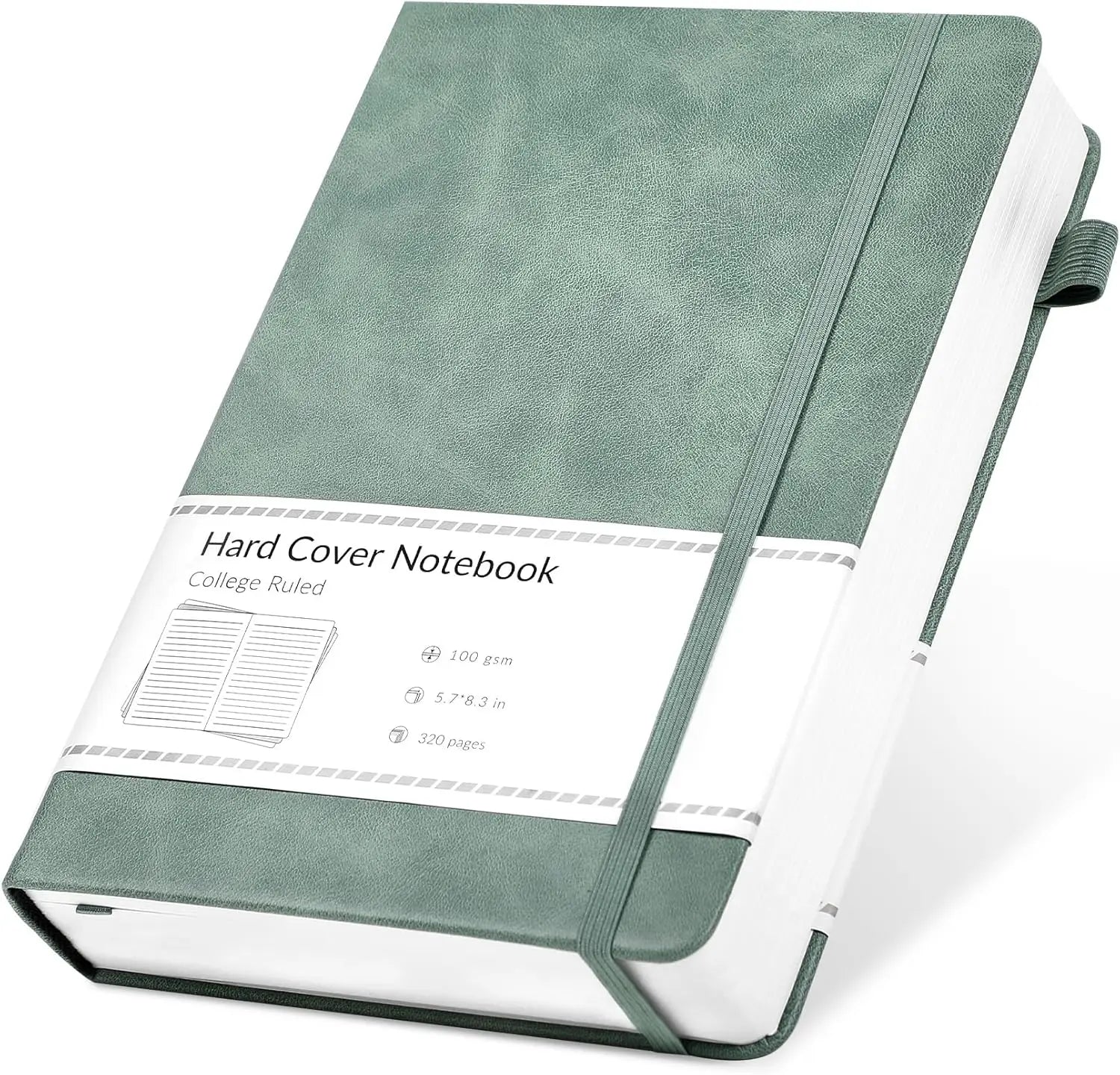 A5 Lined Journal Notebook 320 Pages Thick 100gsm Paper Hardcover Leather Journal for Writing Note Taking Diary 5.7x8.3 In Green