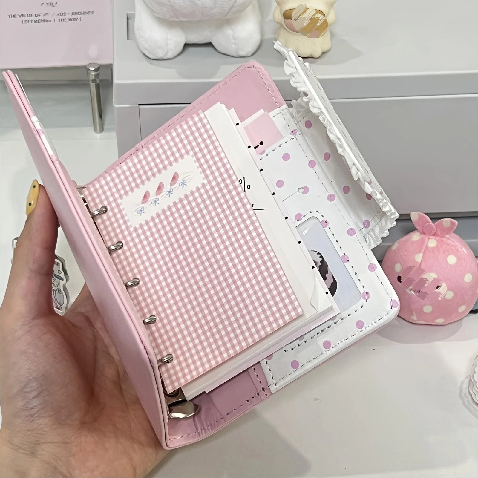 Retro Japanese Notebook Lace Polka Dot M5 Binder Block Replaceable Inner Sweet Planner Cover Office Daily Journal Stationery