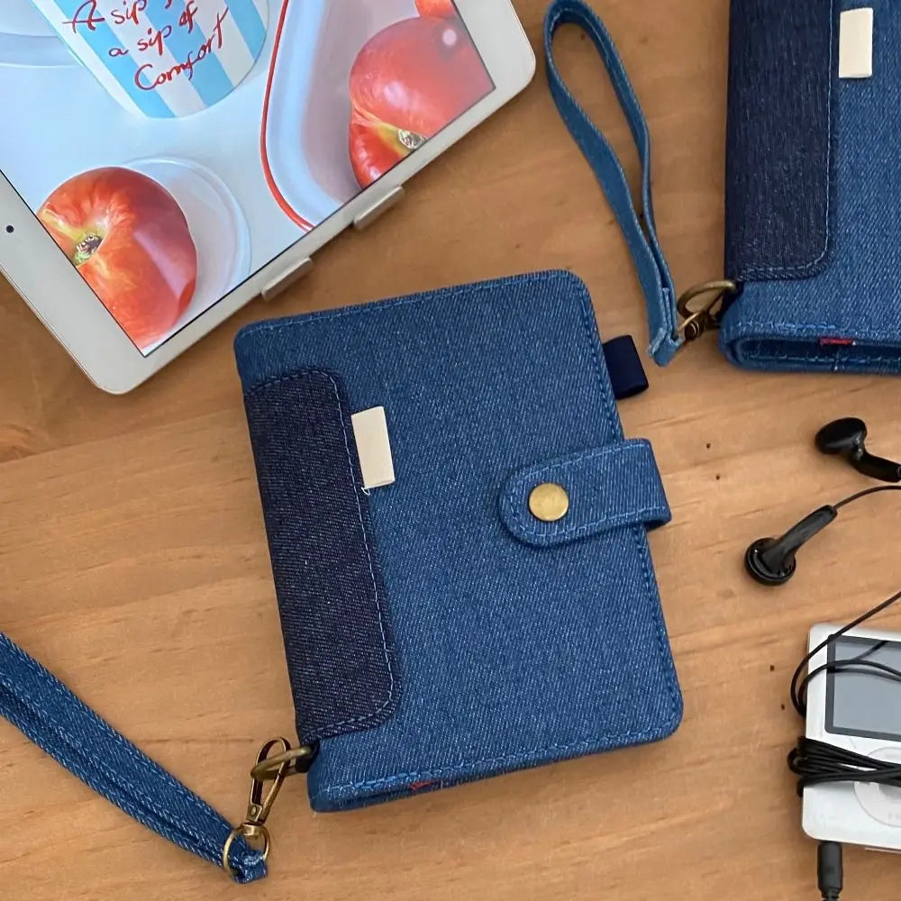 Portable A7 Retro Denim Notebook Refillable Thick Paper Binder Notebook Reusable Casing Loose Leaf Student Slabs Friend