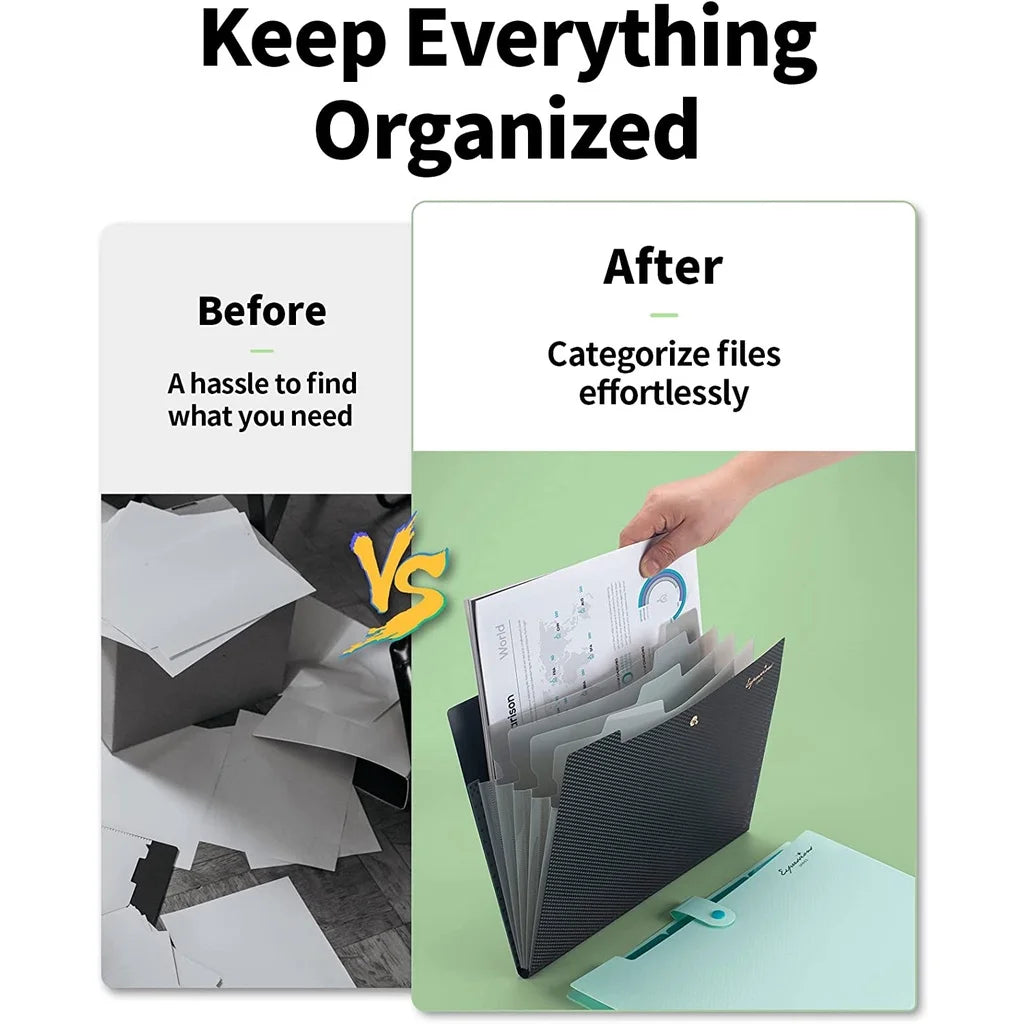 A4 Expanding File Folder with 5 Pockets, Portable Document Organizer for School Office, Paper Accordion Folder Holder A4 Binder