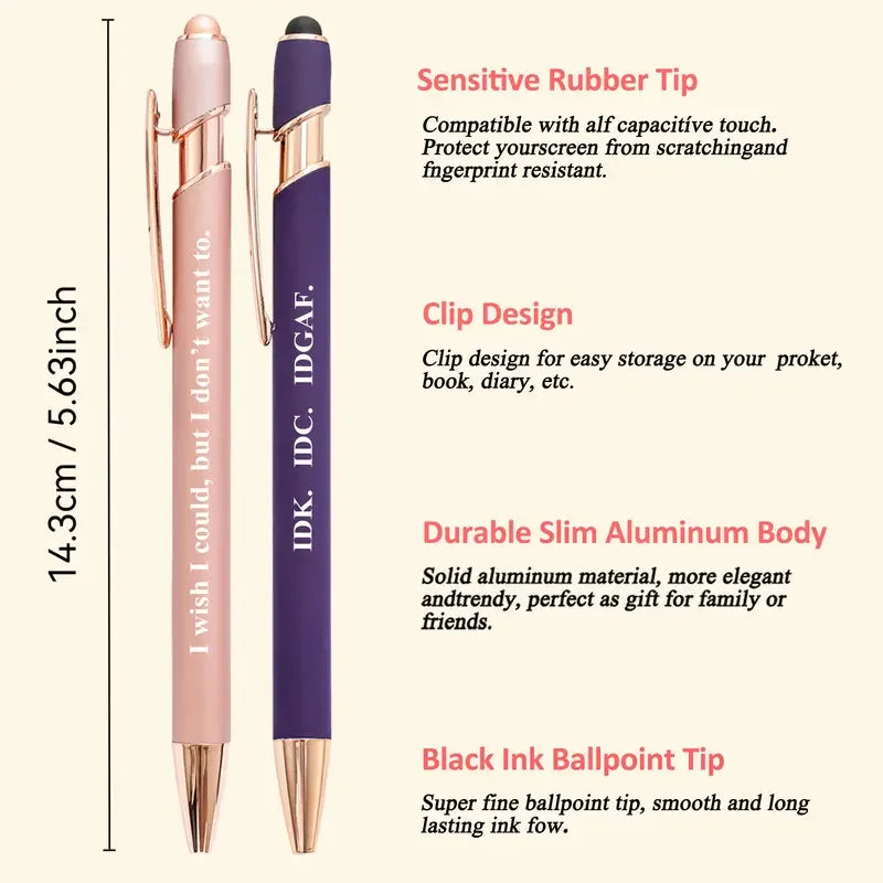 10 retractable metal ballpoint pens with handwriting tips, inspirational ballpoint pens, writing with positive motto ink