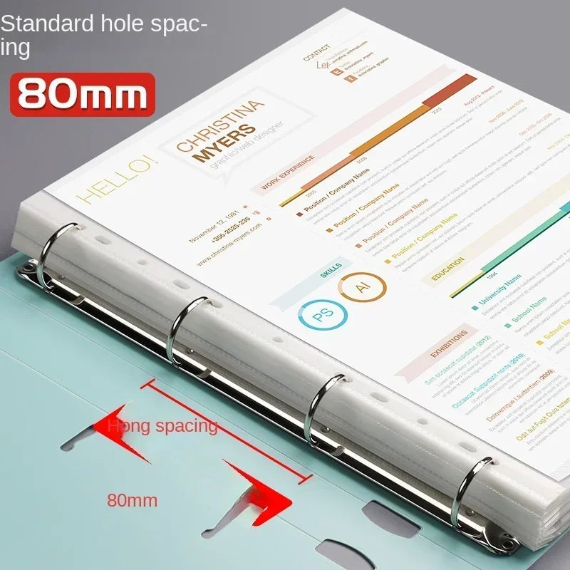 NEW Portable 4-Hole D-Type Folder A4 Plastic Storage Folder Loose-Leaf Storage Box File Bag Student File File Storage Box