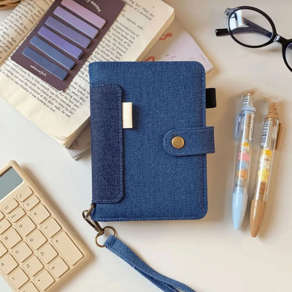 High-end A7 Retro Denim Notebook Loose Leaf Thick Paper Binder Notebook Refillable Reusable Casing Handwritten Diary Friend