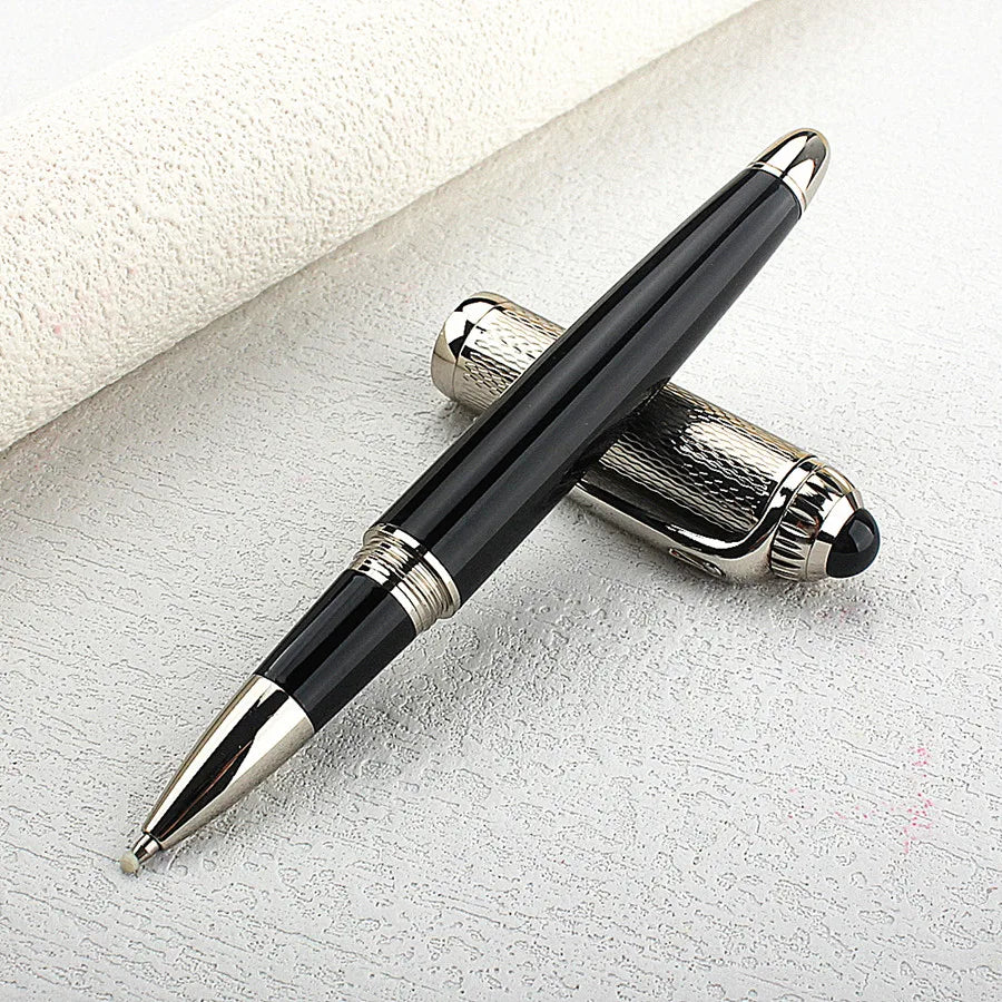 Luxury Quality Metal Rollerball Pen Silver Mesh Pattern Stationery Office School Supplies Ink Pen New
