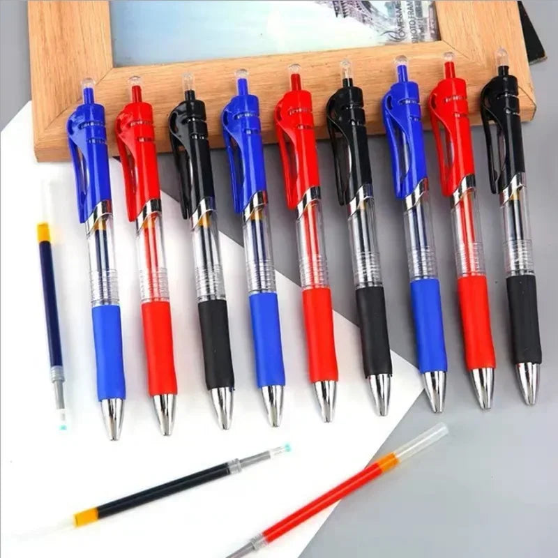 55/100pcs Press Gel Pen Signature pens Refill Press Blue Black Red Pen Bullet tip Gel Pen School office supplies stationery