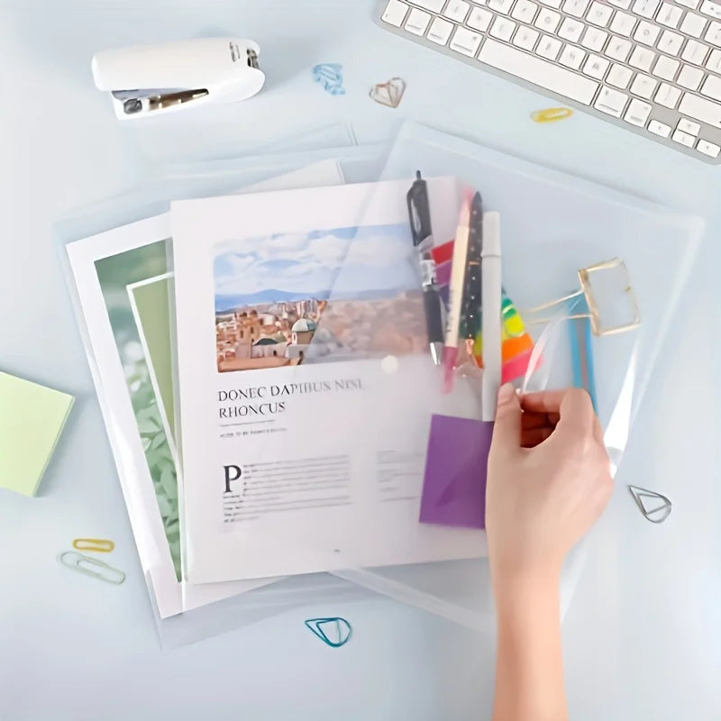 10pcs/5pcs Transparent A4 Folders, Clear Folders, Student File Folders, School Supplies