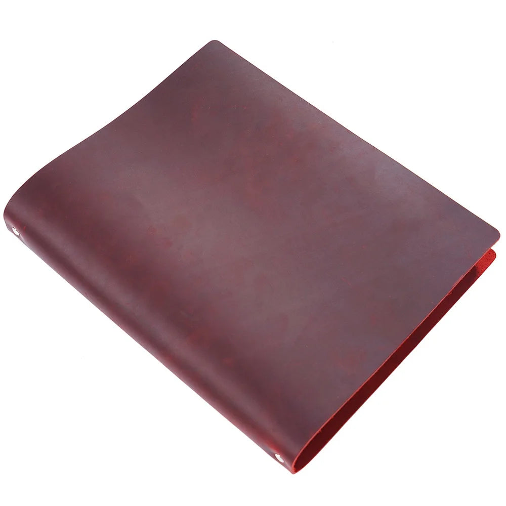 Big Notebook A4 Cowhide Leather Cover Sketchbook Office Retro Loose-leaf Notebook Gift Lined Blank Journal