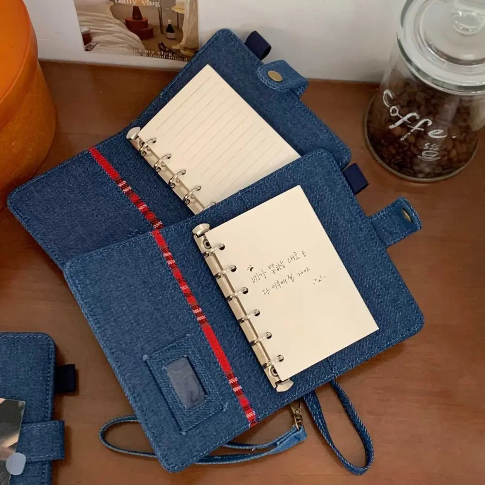 High-end A7 Retro Denim Notebook Loose Leaf Thick Paper Binder Notebook Refillable Reusable Casing Handwritten Diary Friend