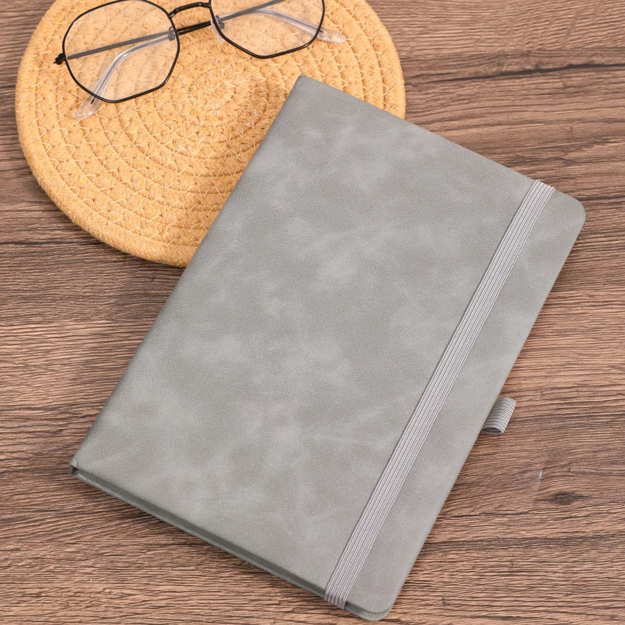 Vintage A5 leather strap notebook with leather notebook cover, personalized soft cover, and bookmark, perfect for business