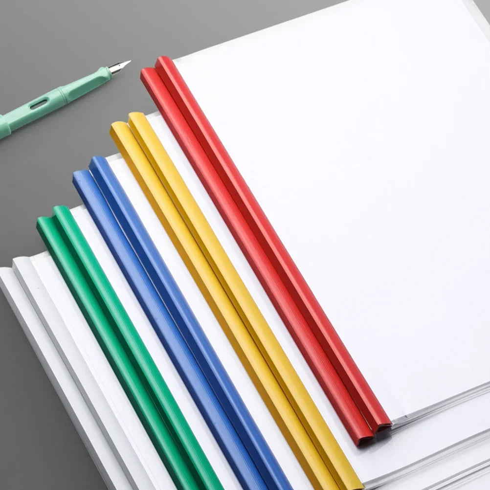 10 Pcs Folder Sliding Bar Clamps Binder Clips Tie Rod A4 Paper Files Plastic Folders Clear Report Cover Office Table