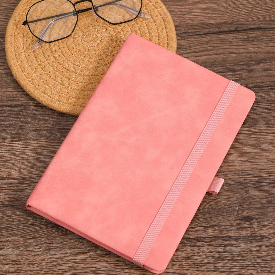Vintage A5 leather strap notebook with leather notebook cover, personalized soft cover, and bookmark, perfect for business