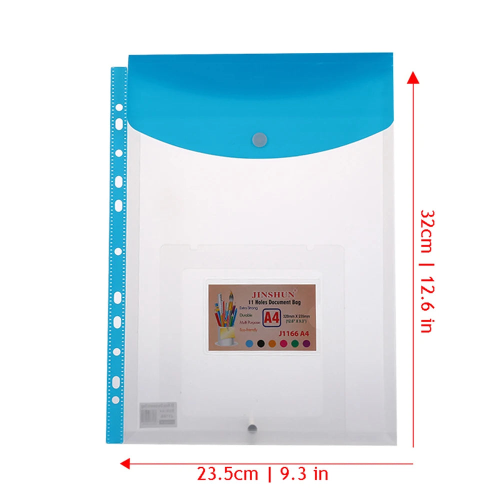 1Pc A4 Expandable Binder Pocket For 2/3/4 Ring Binder Heavy Duty Plastic Envelope File Folders With Snap Button And Label Pocket