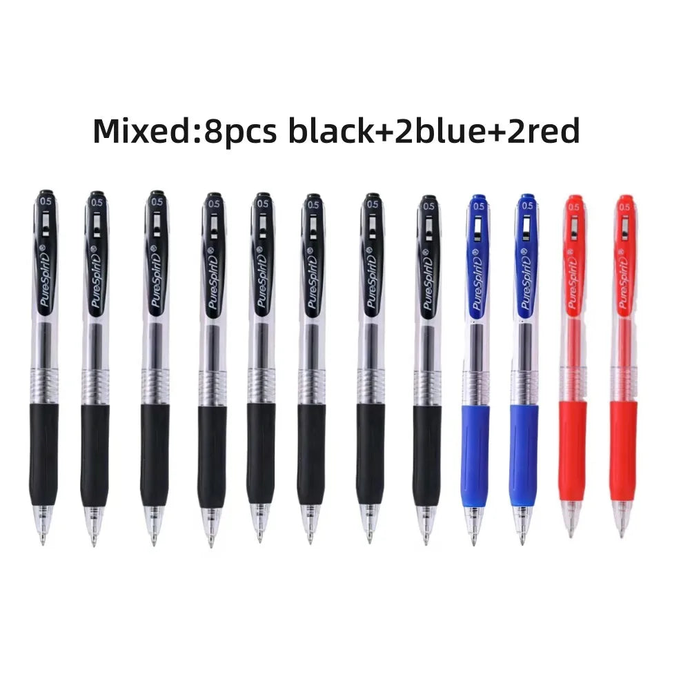 12pcs Gel Pen Rollerball Pens with Comfort Grip 0.5MM Black Blue Red Writing Pen for Students Office