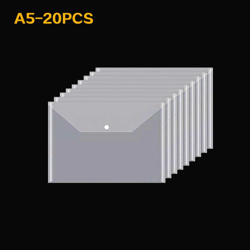 A5 Folder Bag 10-50Pcs Transparent Plastic Water Resistant File Holder File Paper Office Supplies Documents Sheet Protectors