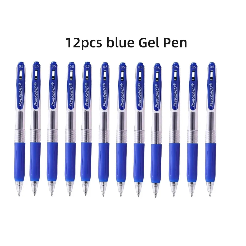 12pcs Gel Pen Rollerball Pens with Comfort Grip 0.5MM Black Blue Red Writing Pen for Students Office