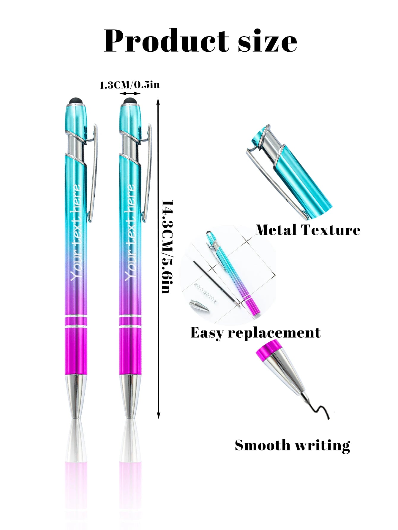 Customized Text Gradient Pens Ballpoint,Personalized Gel Pens,Customizable Couple Pen,Teacher Pens,Stylus Pens,Teachers' Day