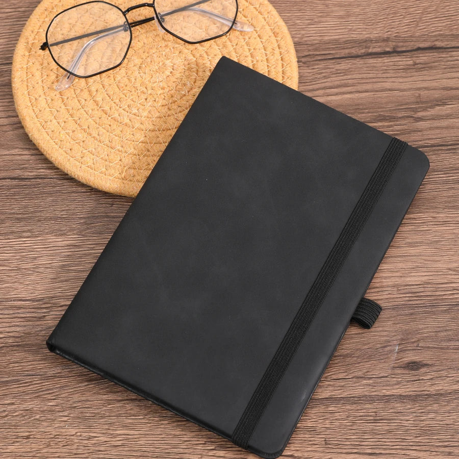 Vintage A5 leather strap notebook with leather notebook cover, personalized soft cover, and bookmark, perfect for business
