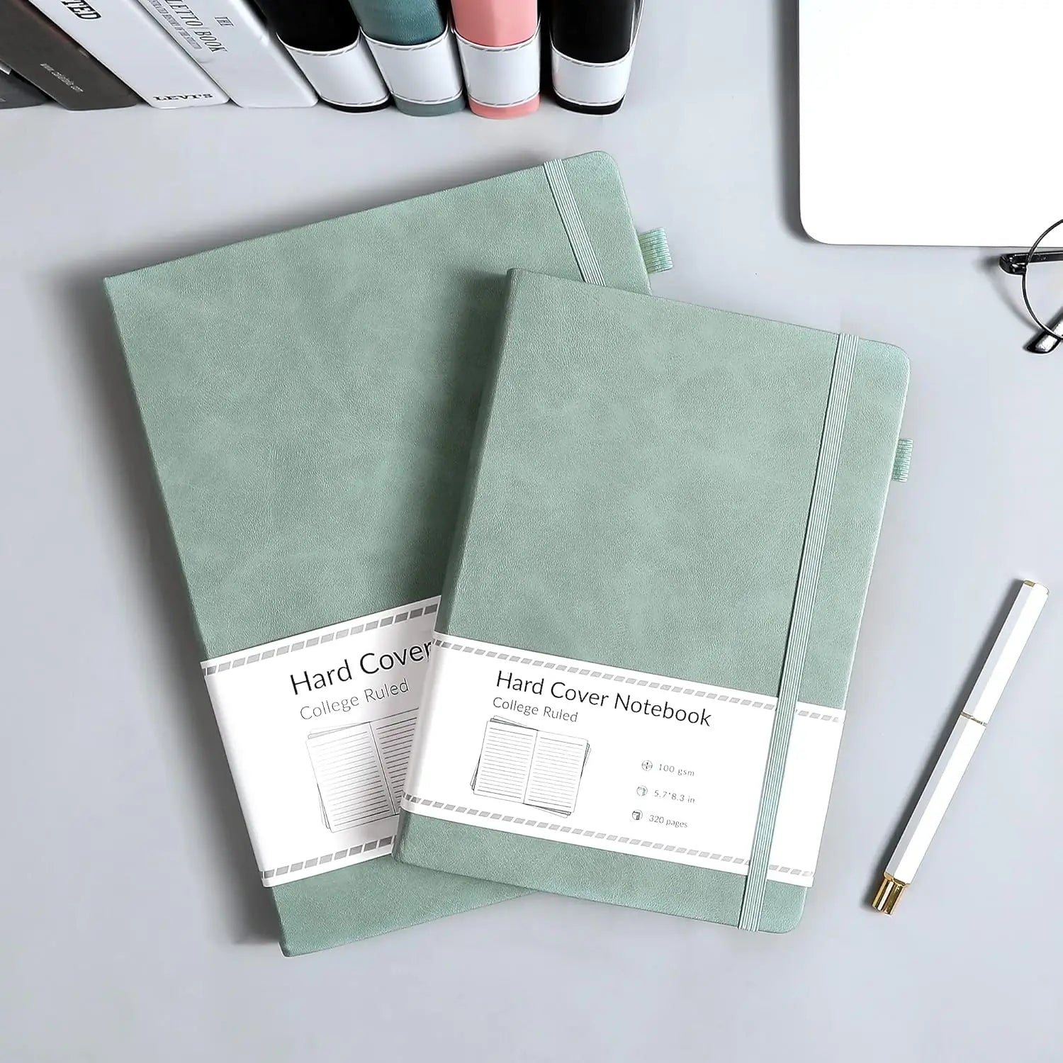 A5 Lined Journal Notebook 320 Pages Thick 100gsm Paper Hardcover Leather Journal for Writing Note Taking Diary 5.7x8.3 In Green