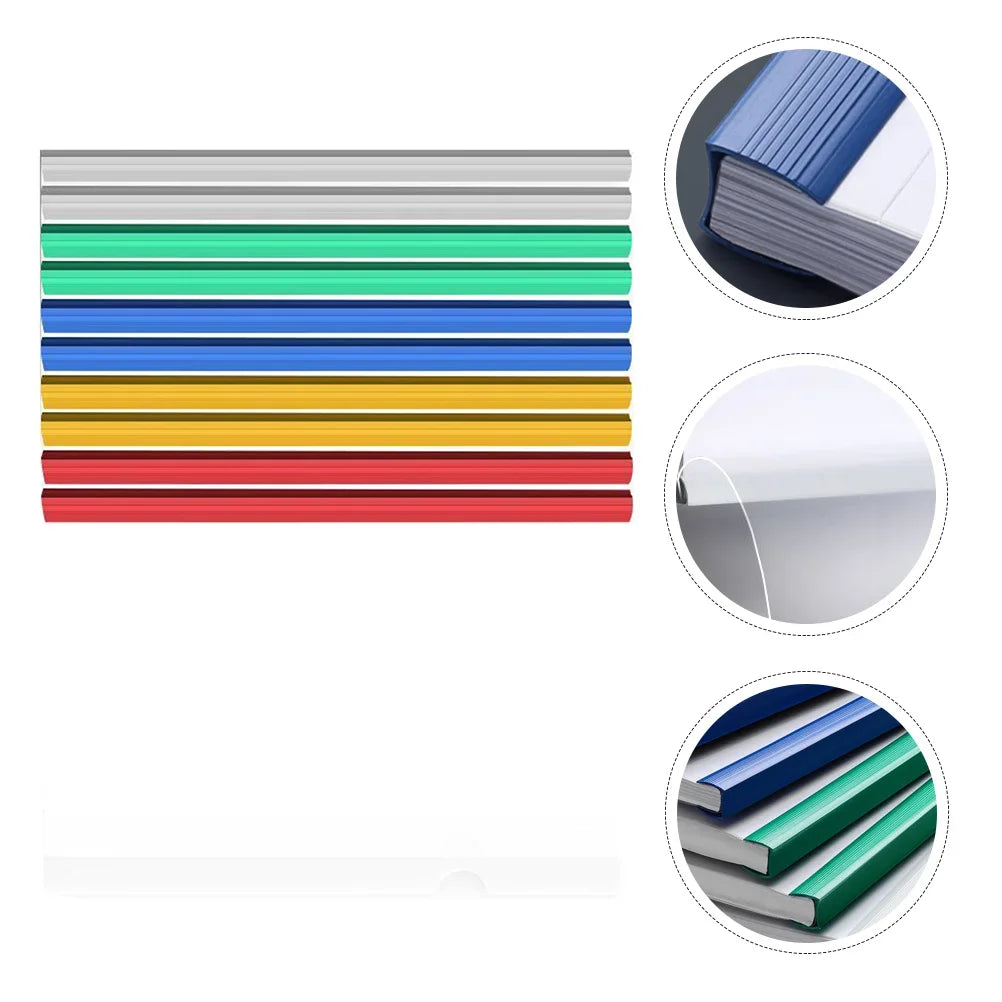 10 Pcs Folder Sliding Bar Clamps Binder Clips Tie Rod A4 Paper Files Plastic Folders Clear Report Cover Office Table