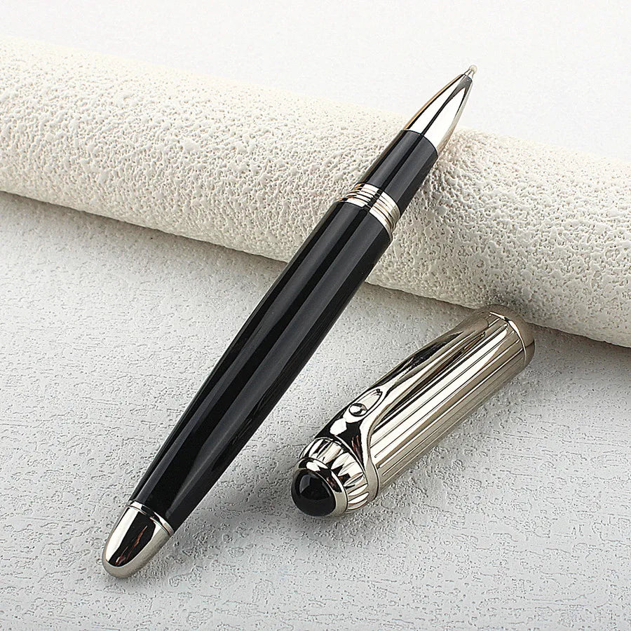 Luxury Quality Metal Rollerball Pen Silver Mesh Pattern Stationery Office School Supplies Ink Pen New