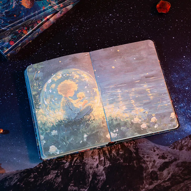 A5 Hardcover Notebook,Oil Painting Hardcover Illustrations,Full-Color Handbook,128 Sheets/Book,100gsm,Professional Handbook
