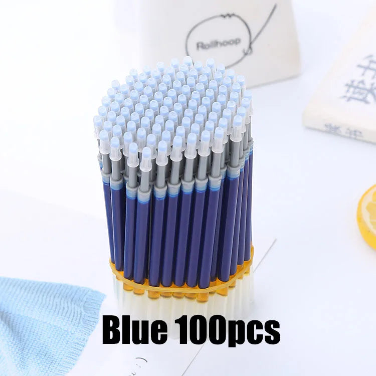 55/100pcs Press Gel Pen Signature pens Refill Press Blue Black Red Pen Bullet tip Gel Pen School office supplies stationery