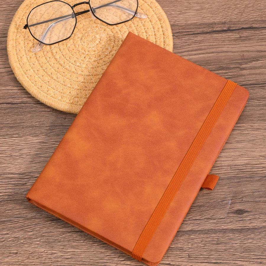 Vintage A5 leather strap notebook with leather notebook cover, personalized soft cover, and bookmark, perfect for business