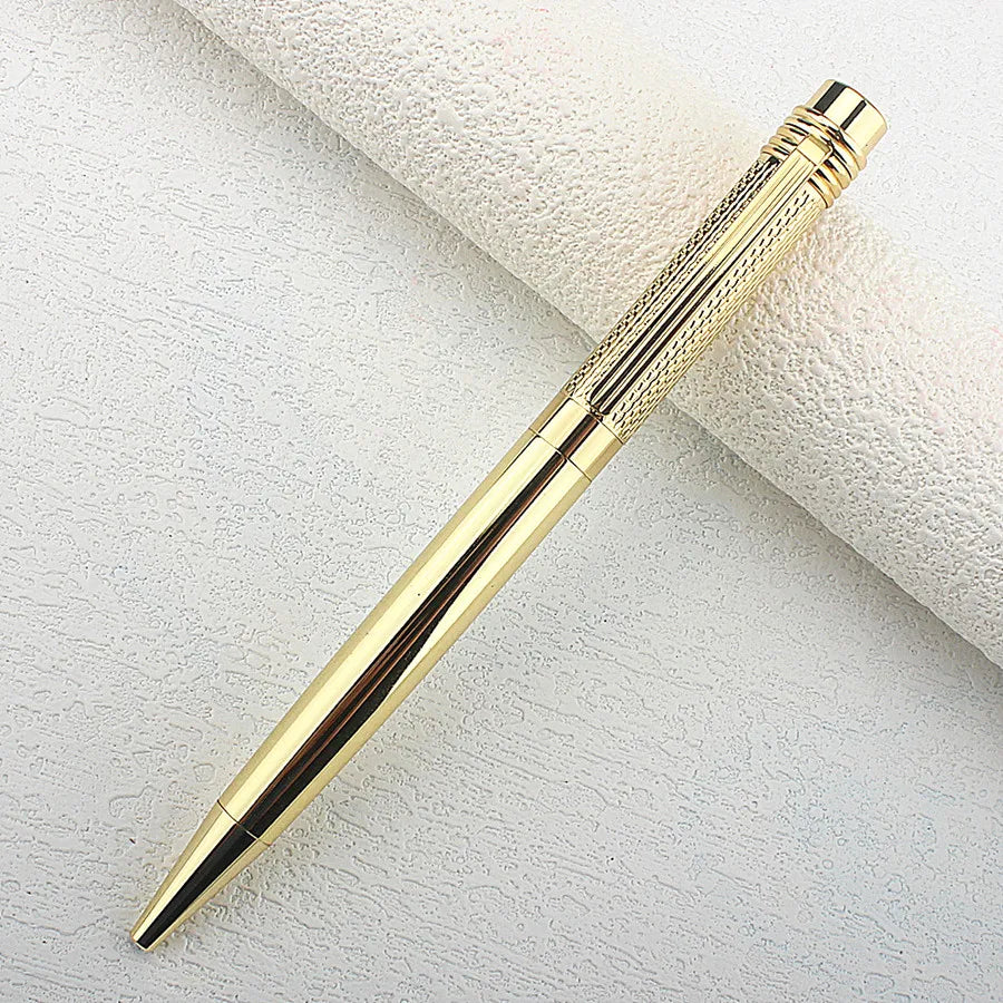 Luxury ball pen Platinum Golden Slender body school Carved pattern Business office Medium nib Ballpoint Pens New