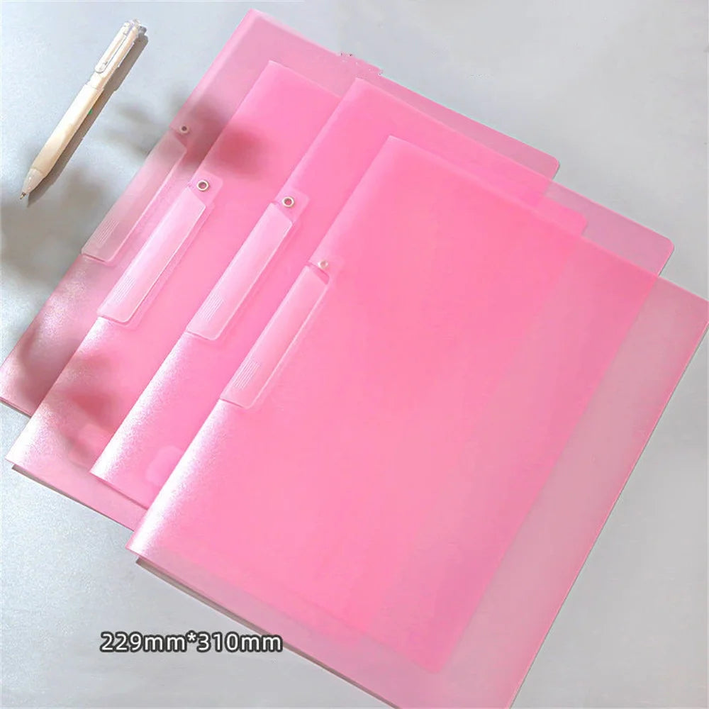Color Transparent Folder Rotating Side Opening Buckle A4 Information Test Paper Storage Portable Office Folder Swing Rod Clip