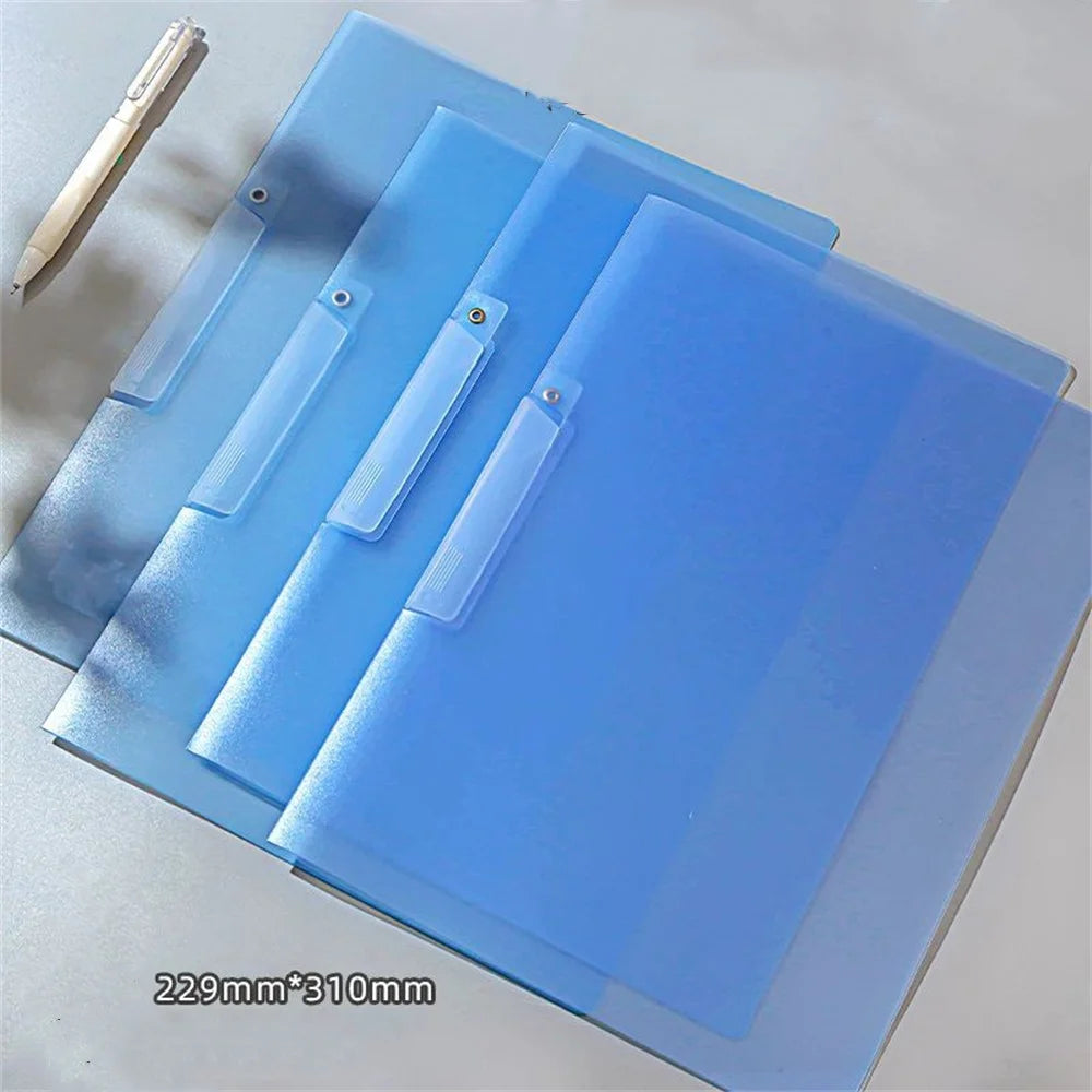 Color Transparent Folder Rotating Side Opening Buckle A4 Information Test Paper Storage Portable Office Folder Swing Rod Clip