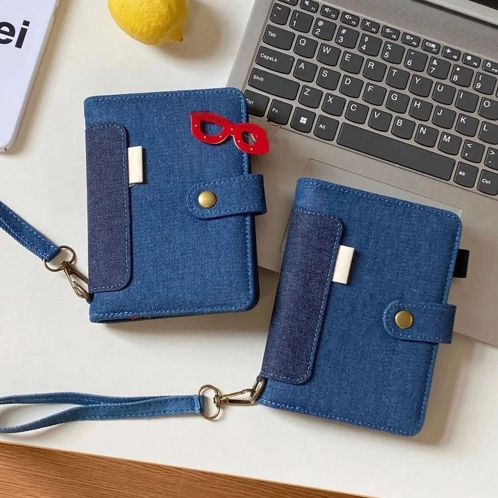 Portable A7 Retro Denim Notebook Refillable Thick Paper Binder Notebook Reusable Casing Loose Leaf Student Slabs Friend