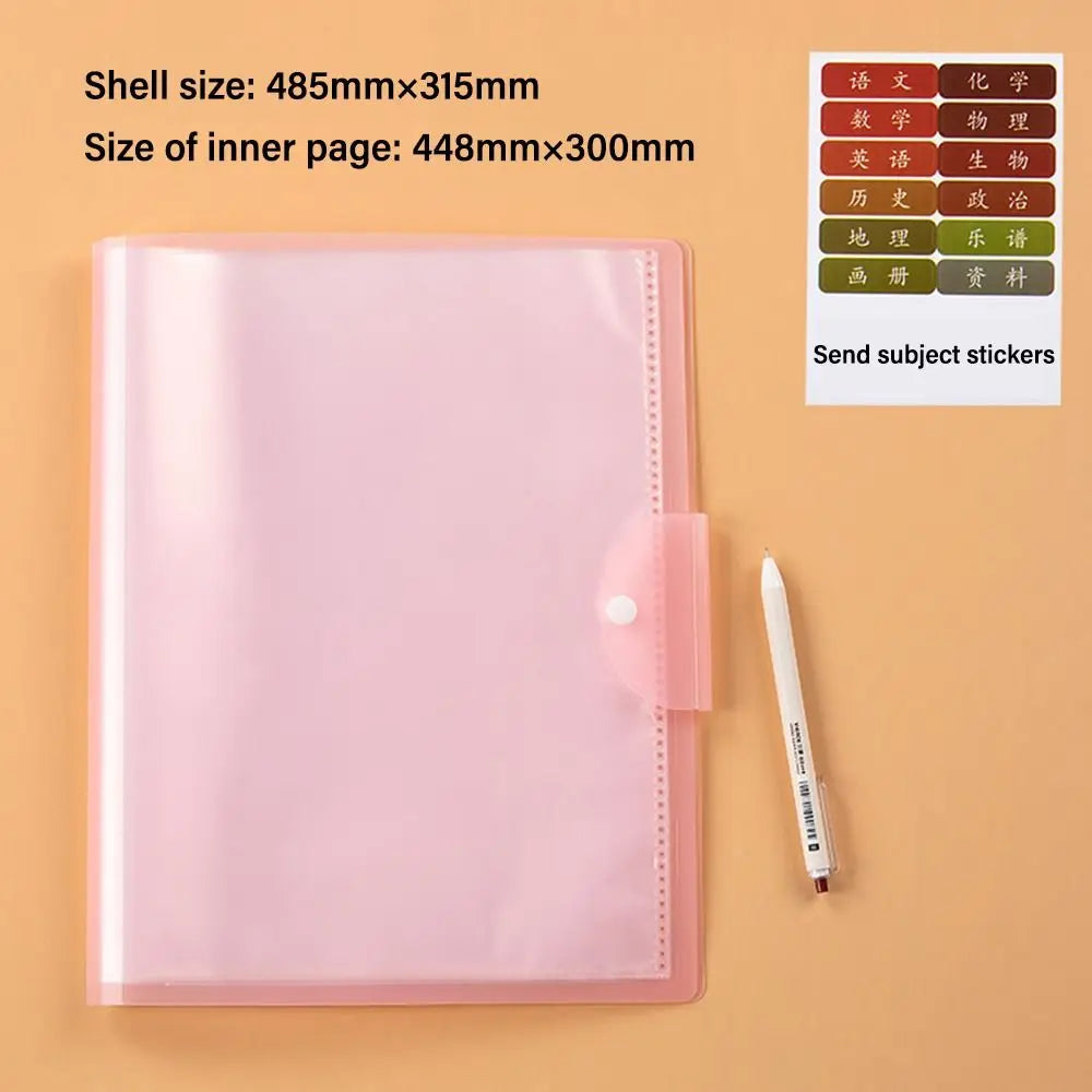 20 Pockets A3 File Folders Creatives Large Capacity Insert Page Test Paper Organizer Thickened Waterproof File Bag Students
