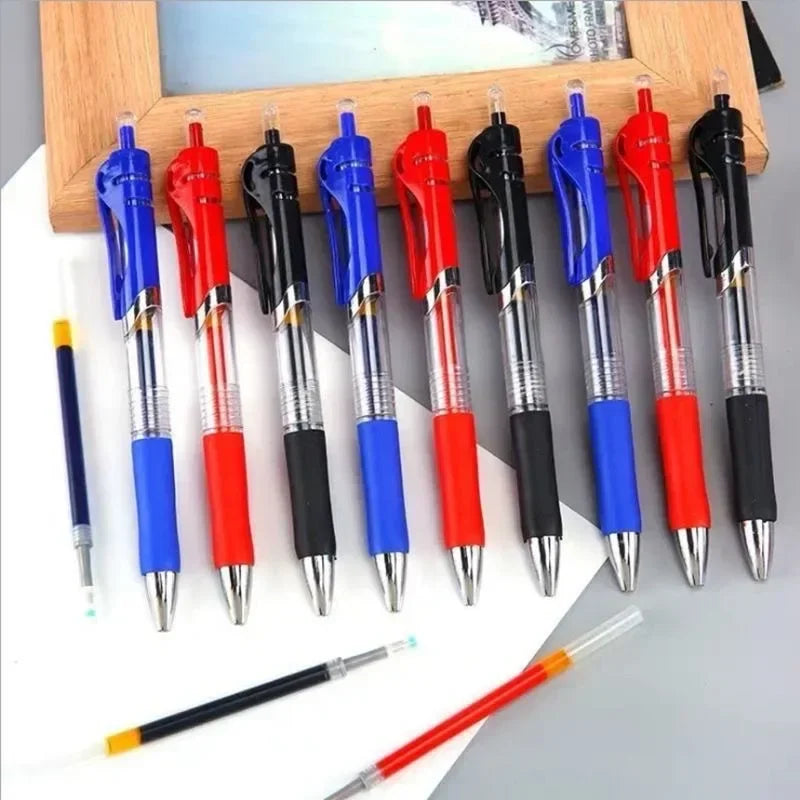 55/100pcs Press Gel Pen Signature pens Refill Press Blue Black Red Pen Bullet tip Gel Pen School office supplies stationery