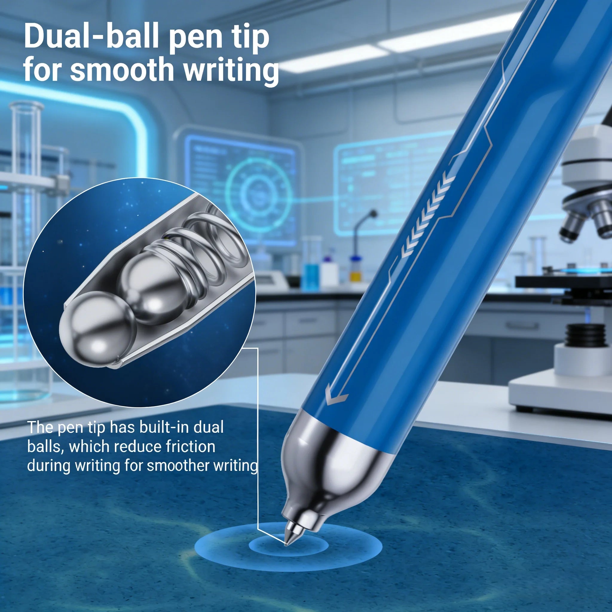 Dual Color Gel Pen 0.5mm, Silent Sliding Switch Submarine Pen, Black Red Ink for Student Office