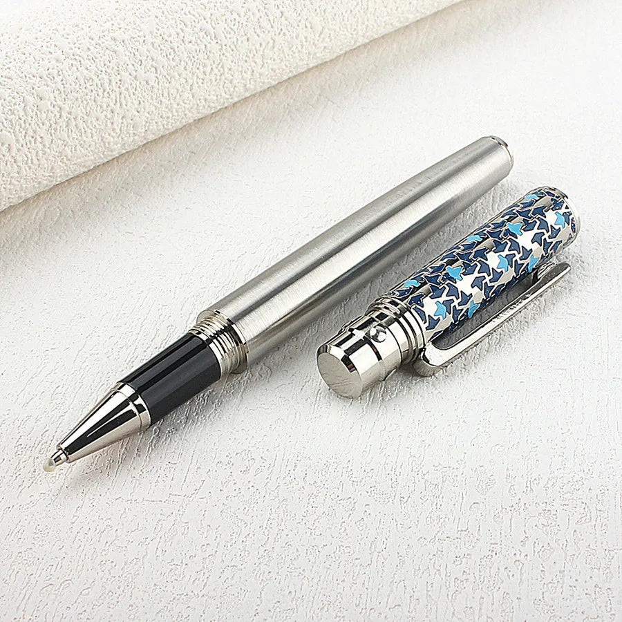 1pc Luxury Metal Round Ballpoint Pen | Retractable Stainless Steel Painted Ballpoint Pen, Elegant Signature Pen | Gift Choice