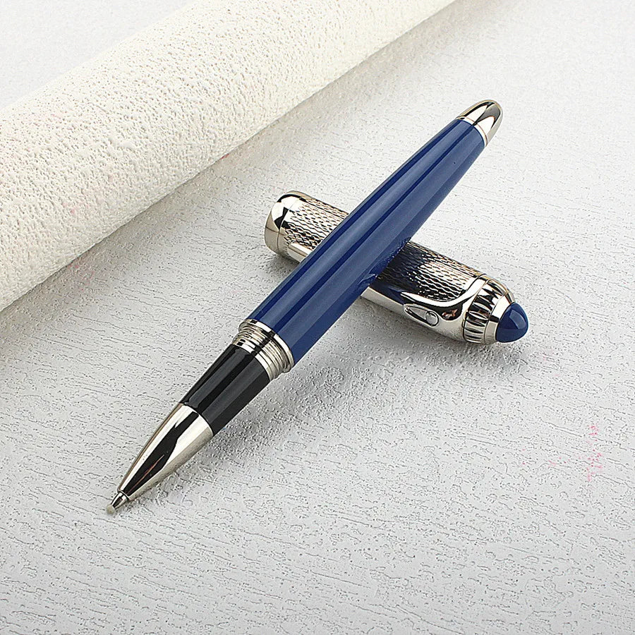 Luxury Quality Metal Rollerball Pen Silver Mesh Pattern Stationery Office School Supplies Ink Pen New