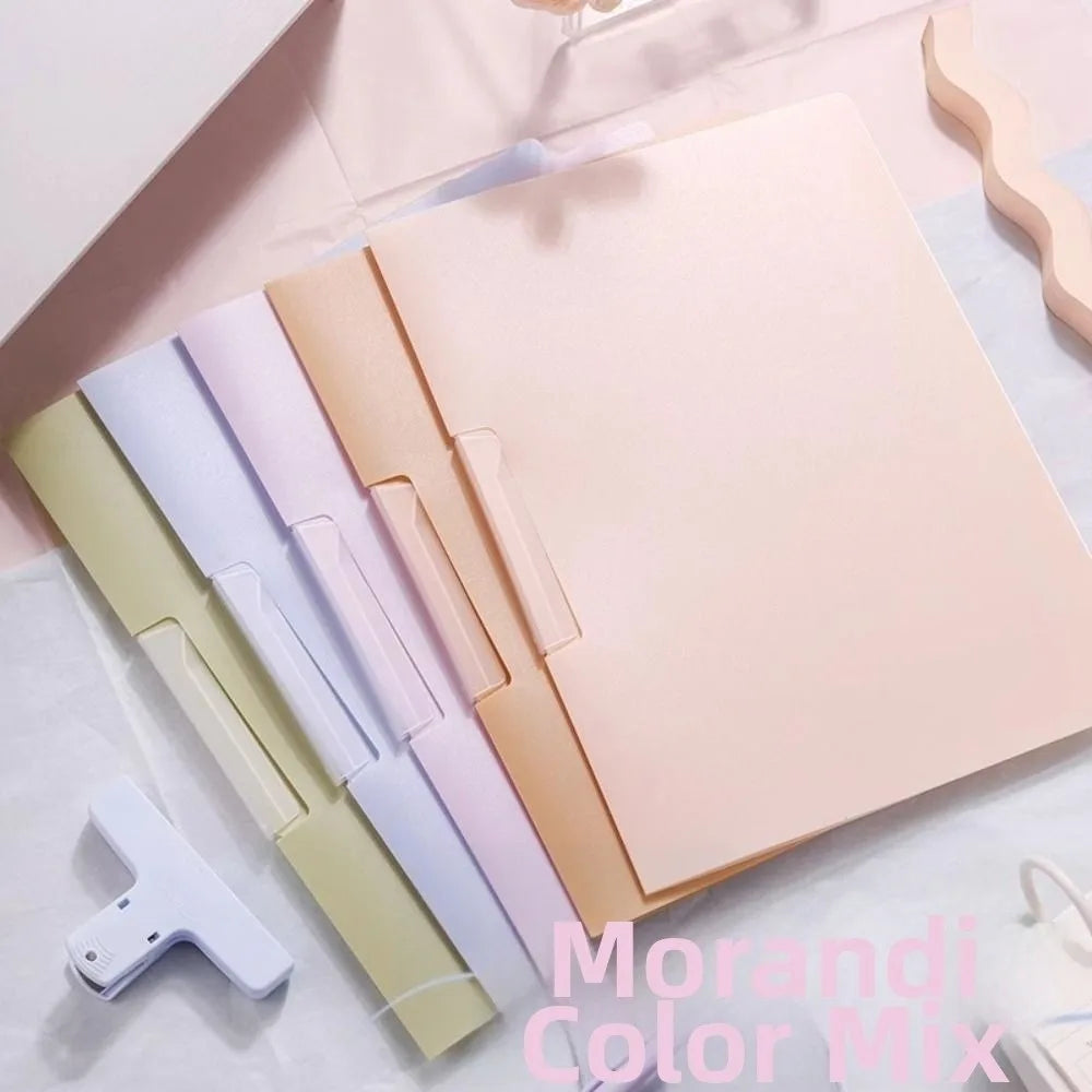 5Pcs Gradient Design Rotating Side Opening Folder Waterproof Dustproof A4 File Folder Plastic with Label Test Paper Storage Clip