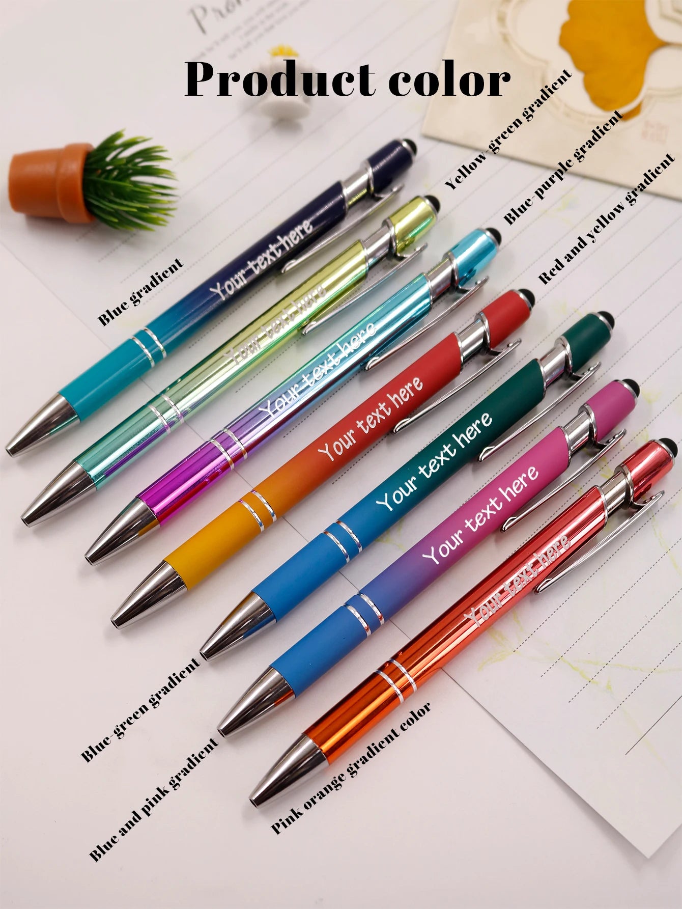 Customized Text Gradient Pens Ballpoint,Personalized Gel Pens,Customizable Couple Pen,Teacher Pens,Stylus Pens,Teachers' Day