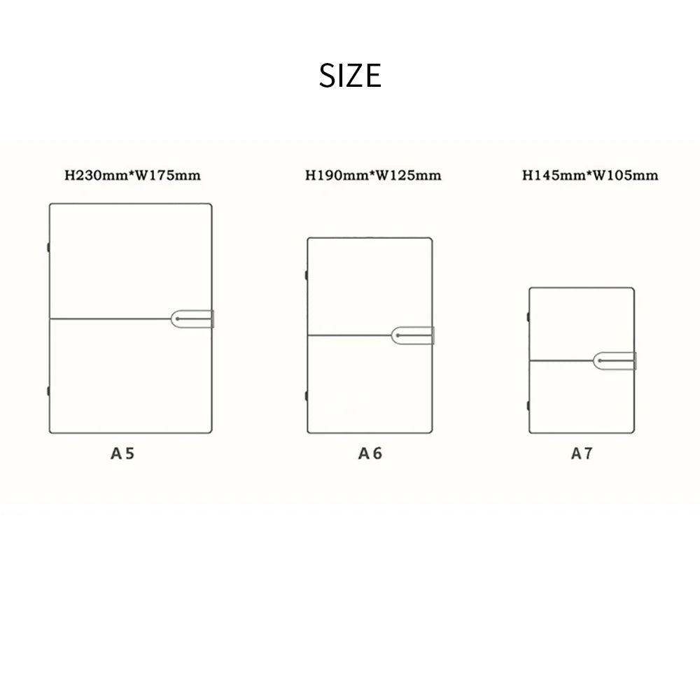 A5 A6 A7 Loose-leaf Notebook Cowhide Leather Journal Planner 192 Pages School Office Note Book Lined Blank Pure Color Retro Gift